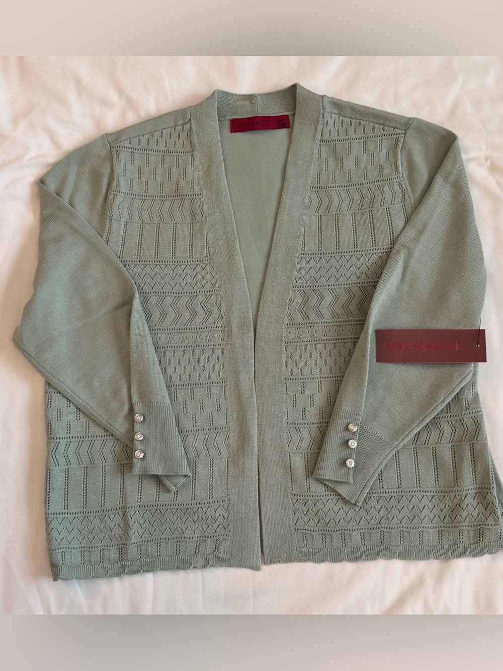 Love Scarlett Jade Green Knit Cardigan with Pearl Buttons